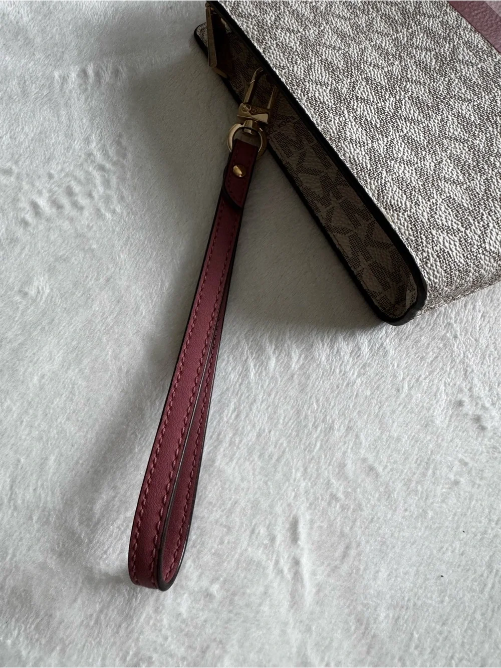 Michael Kors Pink Stripe MK Logo Wristlet